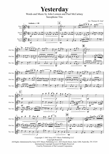 Yesterday (arr. Thomas H. Graf)