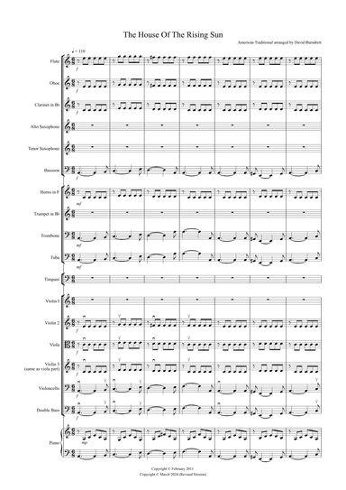House Of The Rising Sun for School Orchestra (arr. David Burndrett)