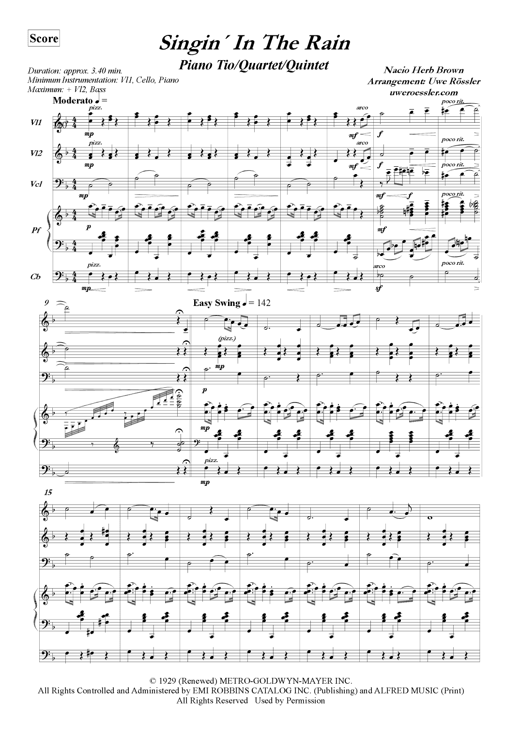 Singin' In The Rain (arr. Uwe Rössler Roessler Rassler)