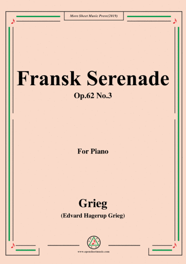 Grieg-Fransk Serenade Op.62 No.3,for Piano (arr. MSM)