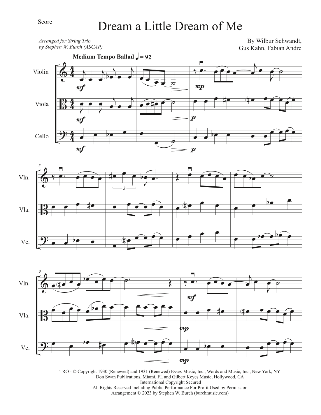 Dream A Little Dream Of Me (arr. Stephen W. Burch (ASCAP))