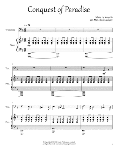 Conquest Of Paradise (arr. Marie-Ève Mainguy)