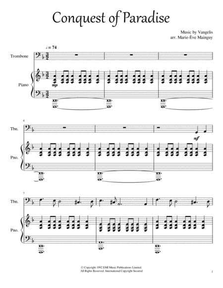 Conquest Of Paradise (arr. Marie-Ève Mainguy)