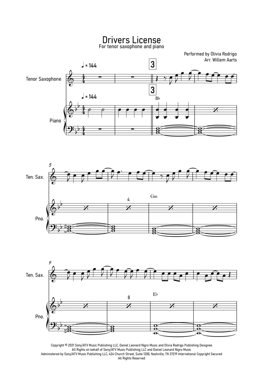Drivers License (arr. Willem Aarts)