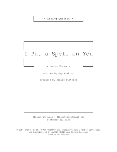 I Put A Spell On You (arr. Denise Flatness)