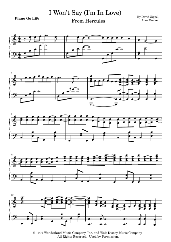 I Won't Say (i'm In Love) (arr. Piano Go Life)