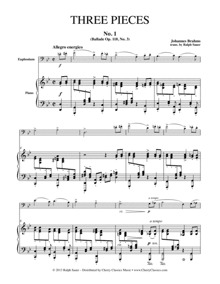 Three Pieces for Euphonium & Piano (arr. Ralph Sauer)