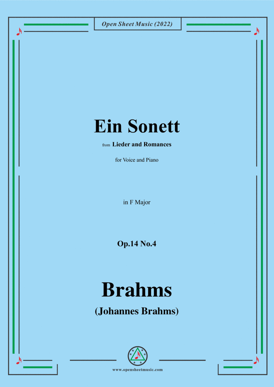 Brahms-Ein Sonett,Op.14 No.4,from 'Lieder and Romances',in F Major (arr. Open Cloud)