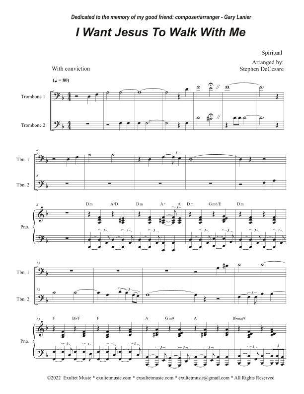 I Want Jesus To Walk With Me (Trombone Duet) (arr. Stephen DeCesare)