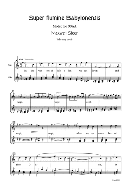 By the Waters of Babylon - lament for SSAA acappella