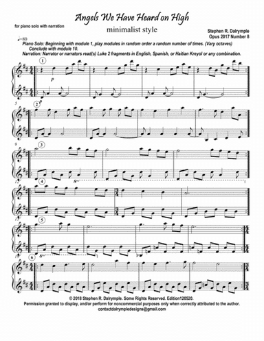 Angels We Have Heard on High (minimalist) (arr. Stephen R Dalrymple (Dalrymple Designs))