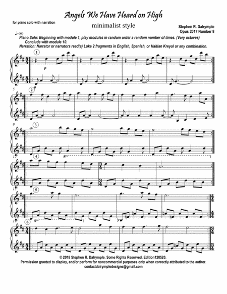 Angels We Have Heard on High (minimalist) (arr. Stephen R Dalrymple (Dalrymple Designs))