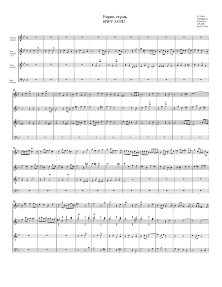 Fugue for organ, BWV 533/II (arrangement for 5 recorders) (arr. Gil Garty)