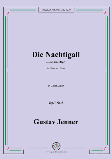Jenner-Die Nachtigall,in G flat Major,Op.7 No.5 (arr. OSM Press)