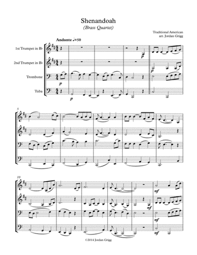 Shenandoah (Brass Quartet) (arr. Jordan Grigg)