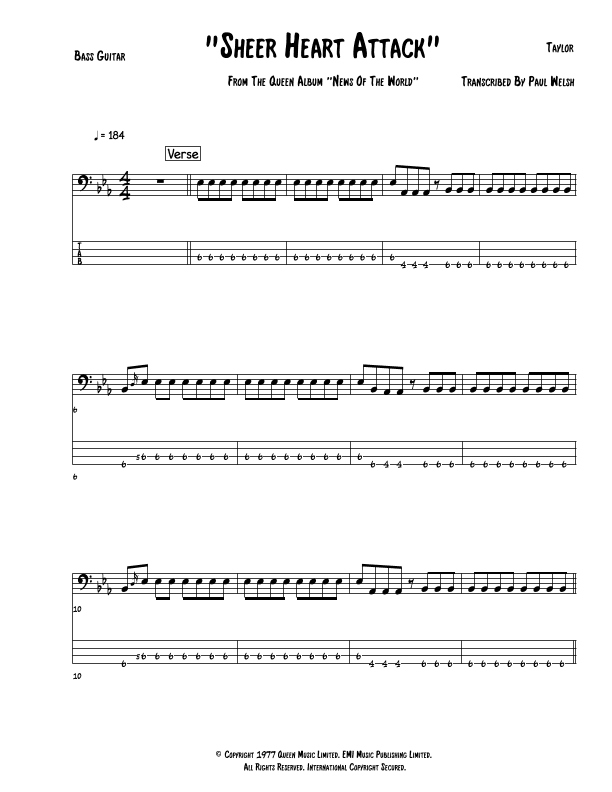 Sheer Heart Attack (arr. P Welsh)