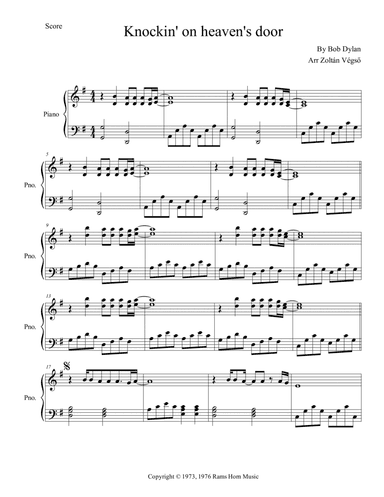 Knockin' On Heaven's Door (arr. Zoltán Végső)