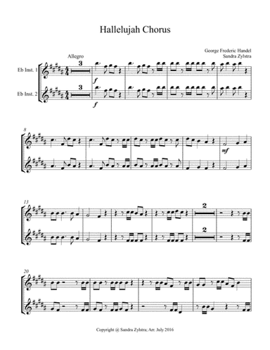 Hallelujah Chorus (treble Eb instrument duet, parts only) (arr. sandra dee zylstra)