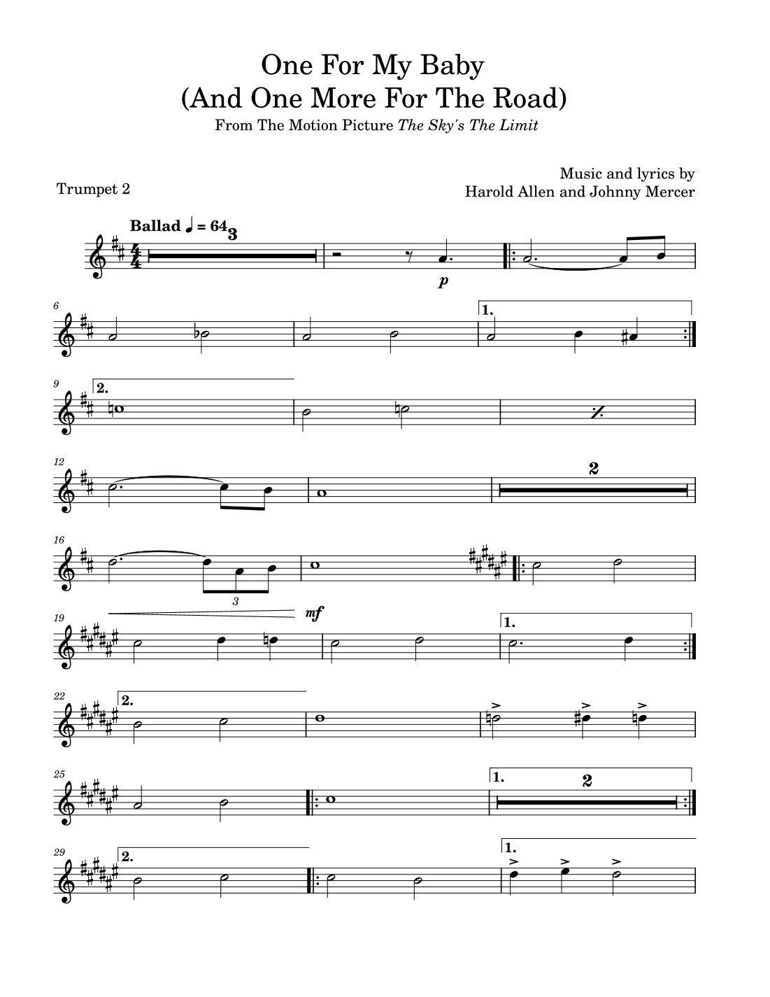 One For My Baby (and One More For The Road) (arr. David Lartey)