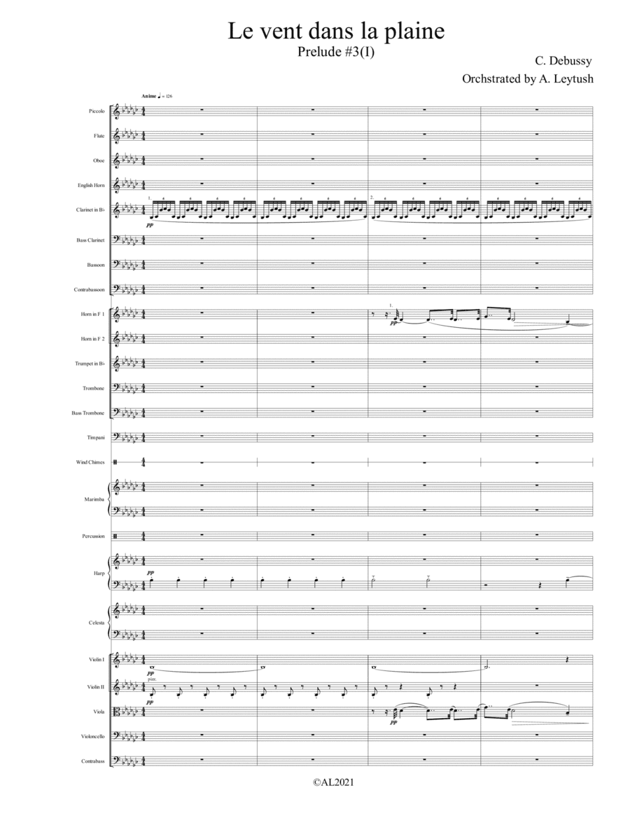 C. Debussy: The Complete Preludes,  #3(I), "Le vent dans la plaine", Orchestrated by A. Leytush