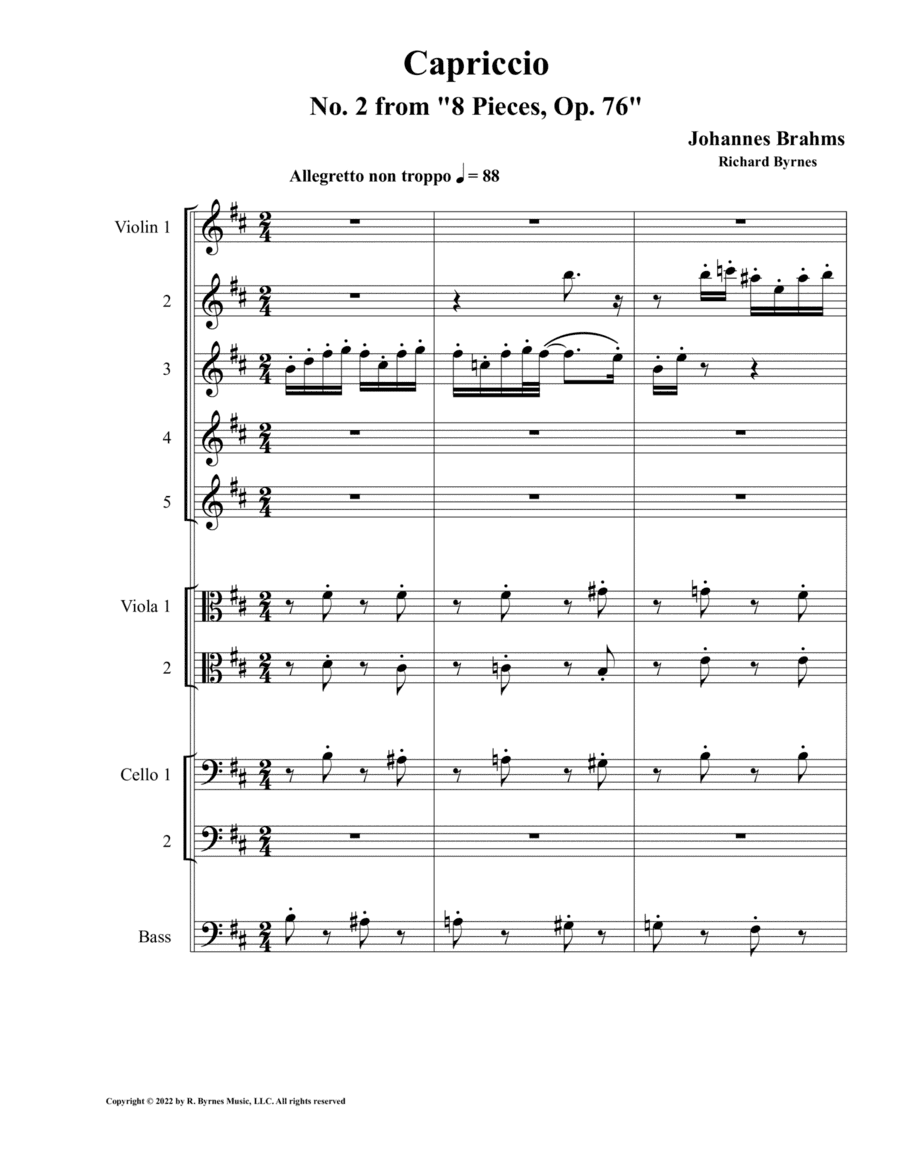 Capriccio No. 2, Op. 76 (String Orchestra) (arr. Richard Byrnes)
