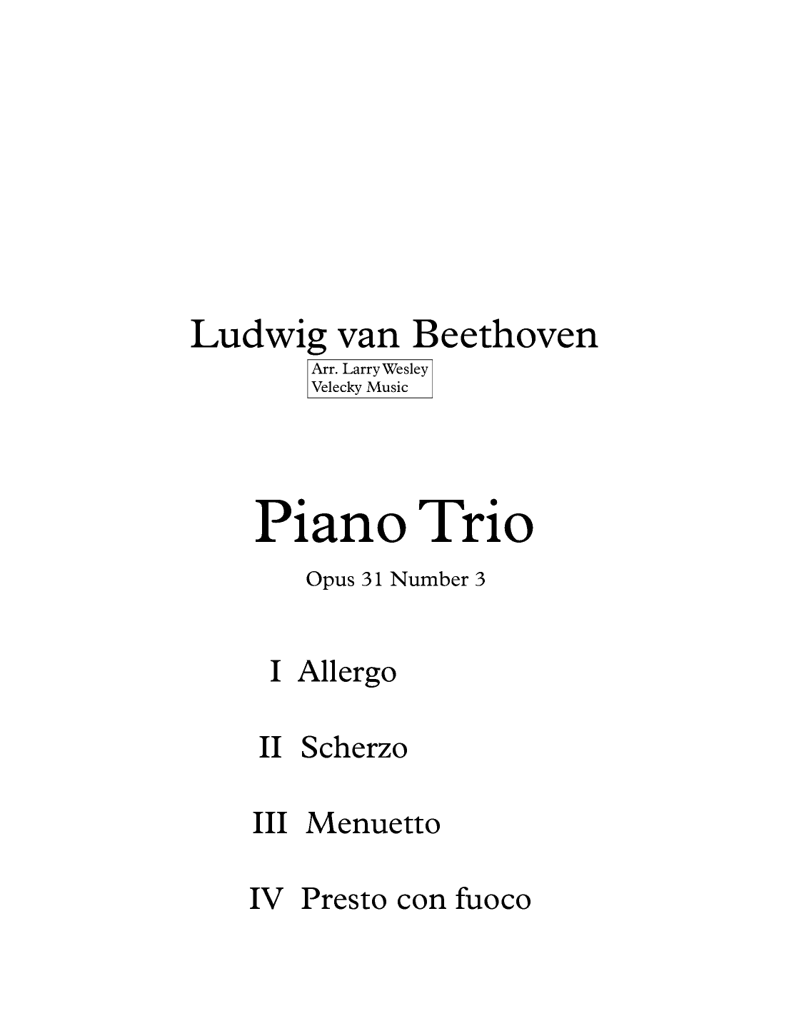 Sonate #18 Opus 31 #3 (arr. Larry Wesley)