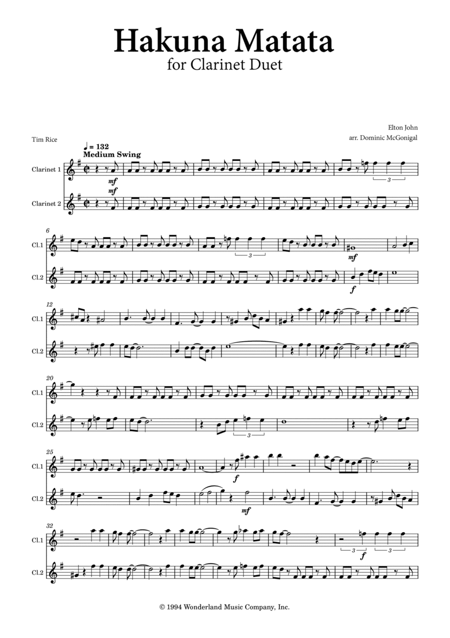 Hakuna Matata (arr. Dominic McGonigal)