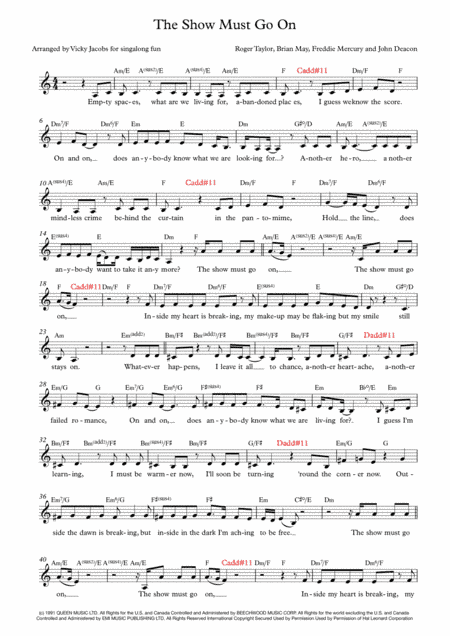 The Show Must Go On (arr. Vicky Jacobs)