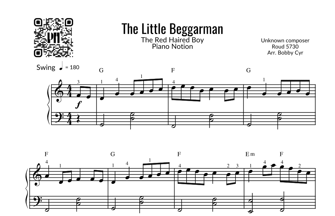 The Little Beggarman - The Red Haired Boy (Easy Piano) (arr. Bobby Cyr)