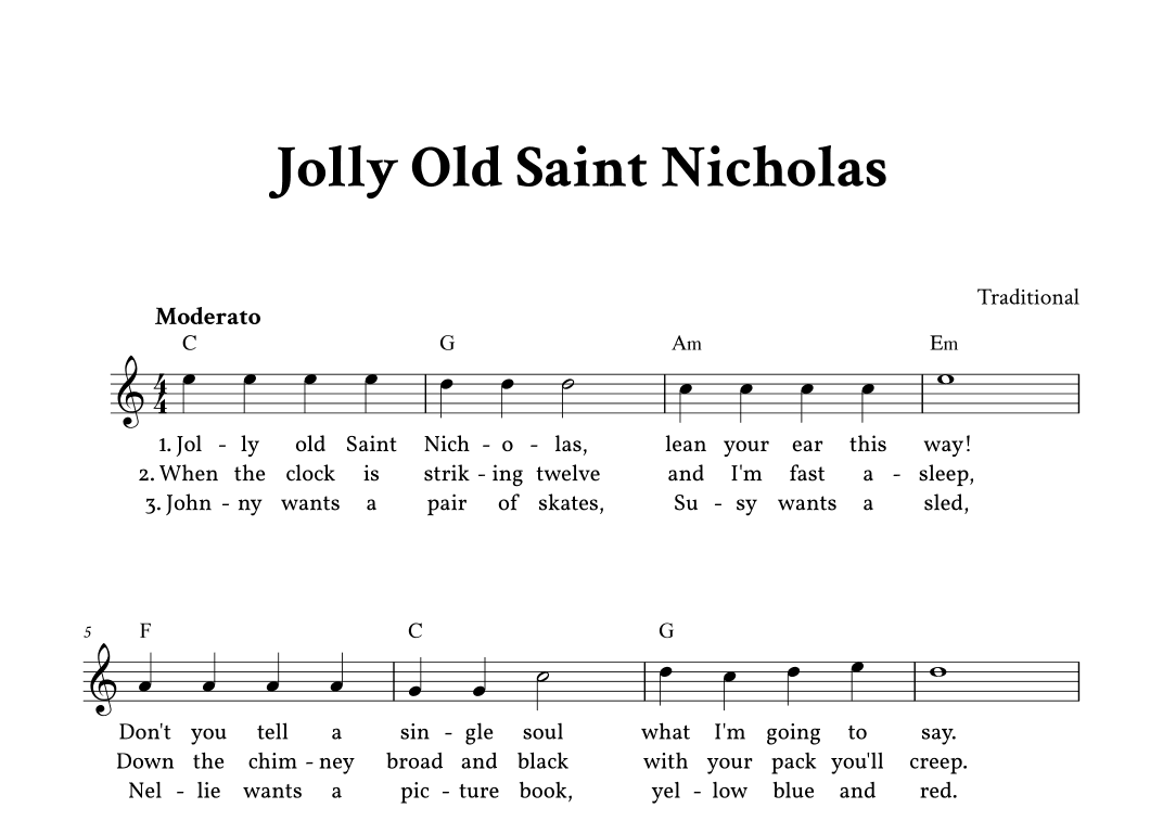 Jolly Old Saint Nicholas - Lead Sheet (C) (arr. Yuri Noronha)