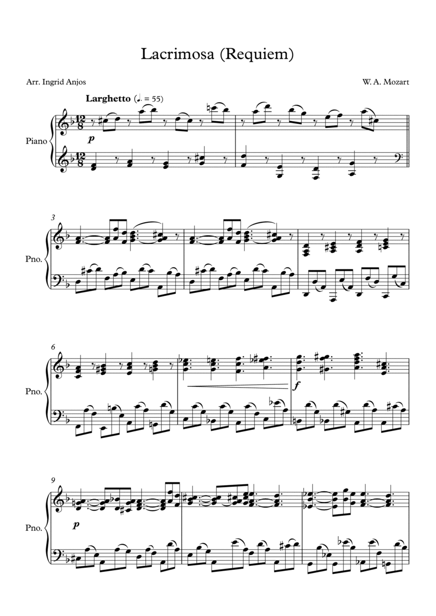 Lacrimosa (Requiem) (arr. Ingrid Anjos)