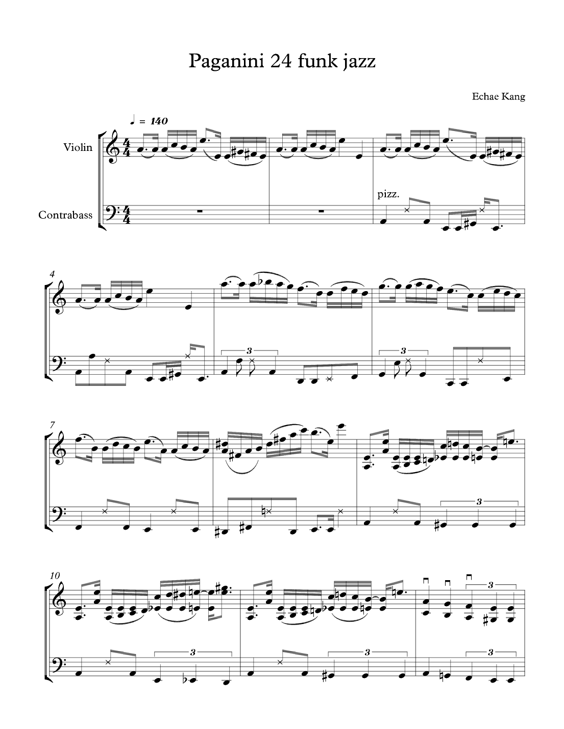 Paganini Caprice 24 Funk for Violin and Double Bass (arr. Minh Thien Nguyen)