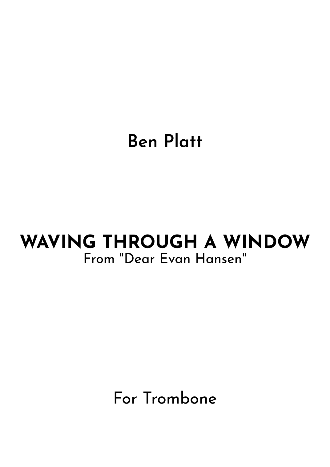 Waving Through A Window (arr. Jireh J.)