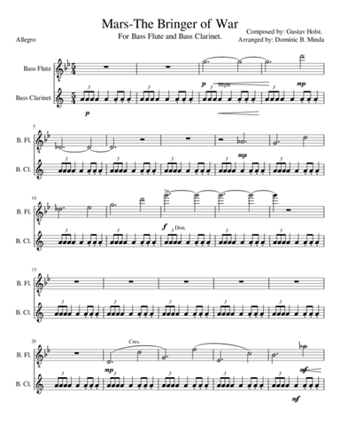 Mars-The Bringer of war, For Bass Flute and Bass Clarinet (arr. Dominic B. Minda)