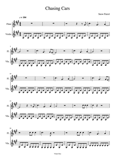 Chasing Cars (arr. Nia Squirrell, Vittari Duo)