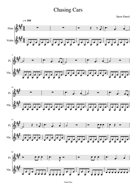 Chasing Cars (arr. Nia Squirrell, Vittari Duo)