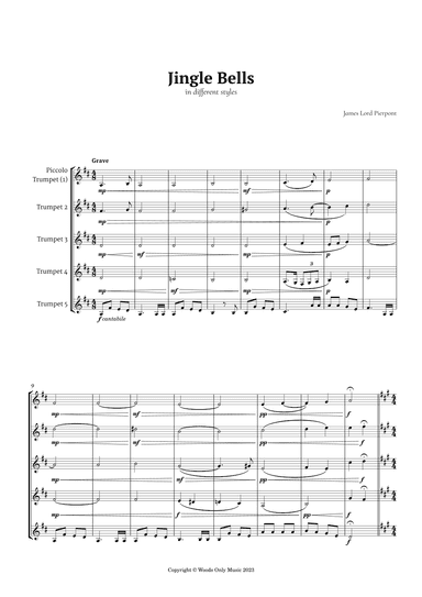 Jingle Bells in Different Styles for Trumpet Quintet (arr. Ander)