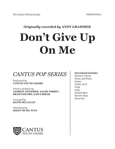 Don't Give Up On Me (arr. Keith McCauley)