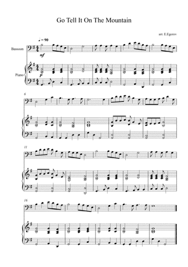 Go Tell It On The Mountain, For Bassoon & Piano