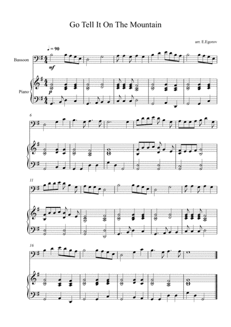 Go Tell It On The Mountain, For Bassoon & Piano