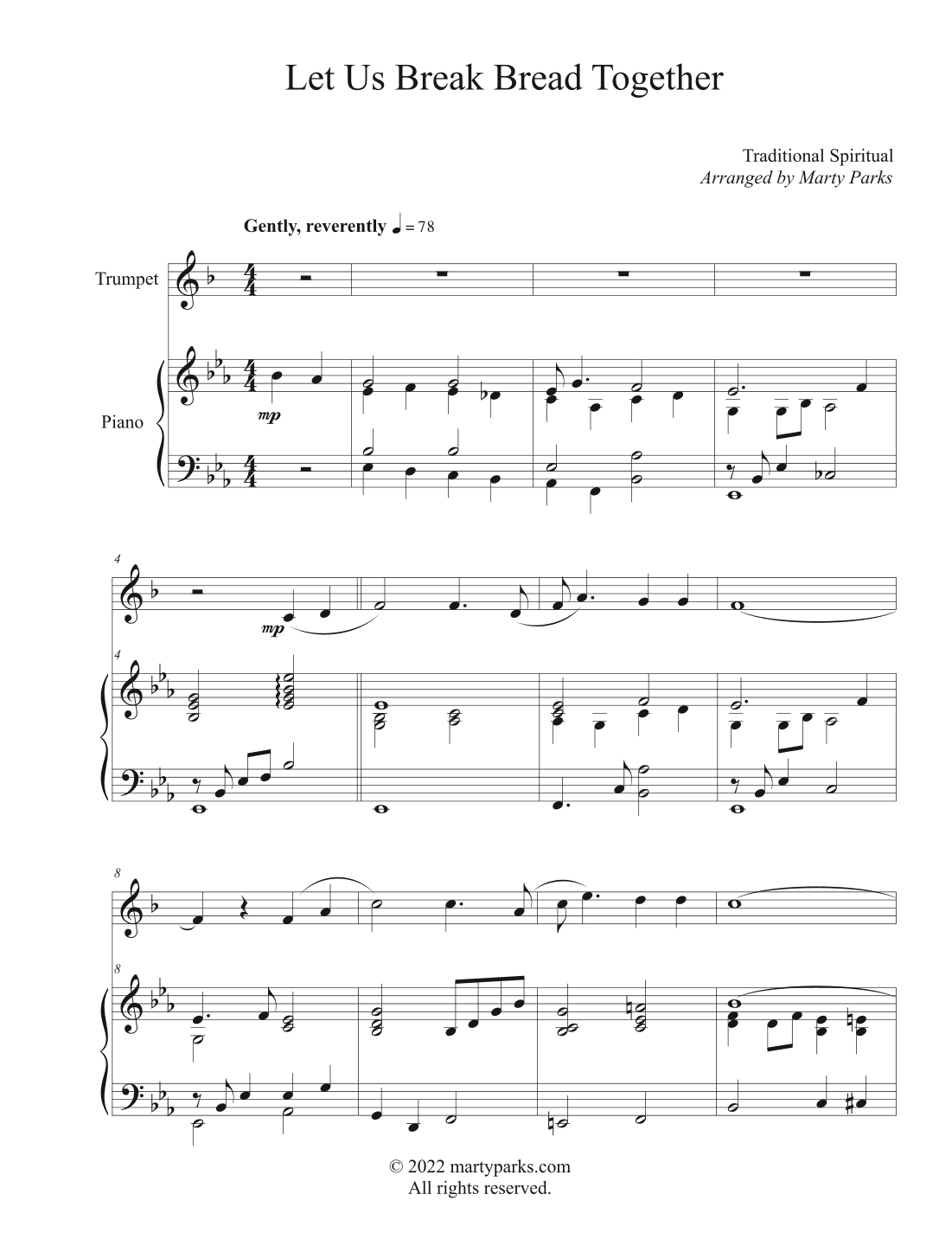 Let Us Break Bread Together (Trumpet-Piano) (arr. Marty Parks)