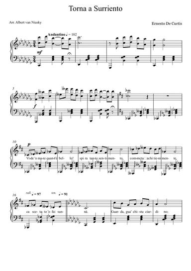 Torna a Surriento_Cb -  major key (or relative minor key) (arr. Albert van Niasky)