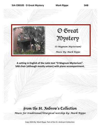 O Great Mystery (O Magnum Mysterium)  StA C00185