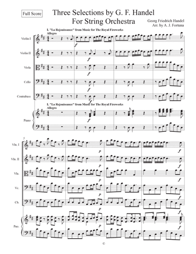 Three Pieces by G. F. Handel for String Orchestra (arr. A. J. Fortuna)