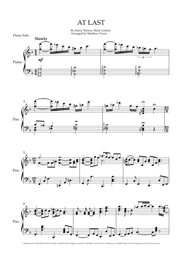 At Last (arr. Matthew pyeon)