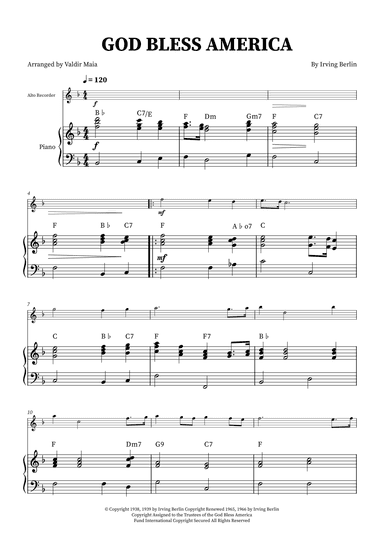 God Bless America ® (arr. Valdir Maia)