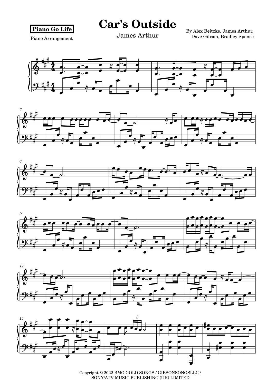 Car's Outside (arr. Piano Go Life)