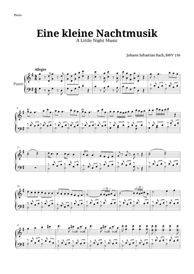 Eine kleine Nachtmusik by Mozart for Piano (arr. Langanho)