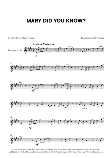 Mary, Did You Know? (arr. Cadenza Editions)