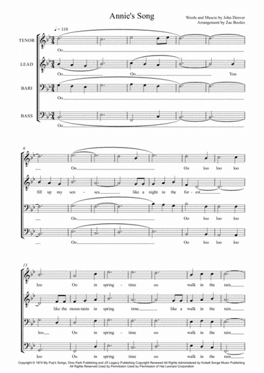 Annie's Song (arr. Zac Booles)